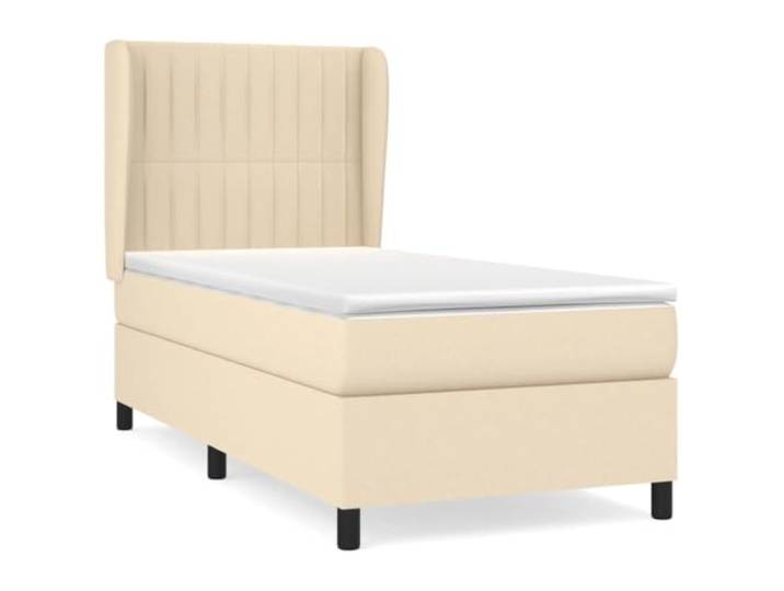 PUGYNBK Boxspringbett, 100 x 200 cm, mit Federkernmatratze Verstellbares Kopfteil, atmungsaktiver cremefarbener Bezug, mittlere Härte, inklusive Montageanleitung (evtl. nicht in