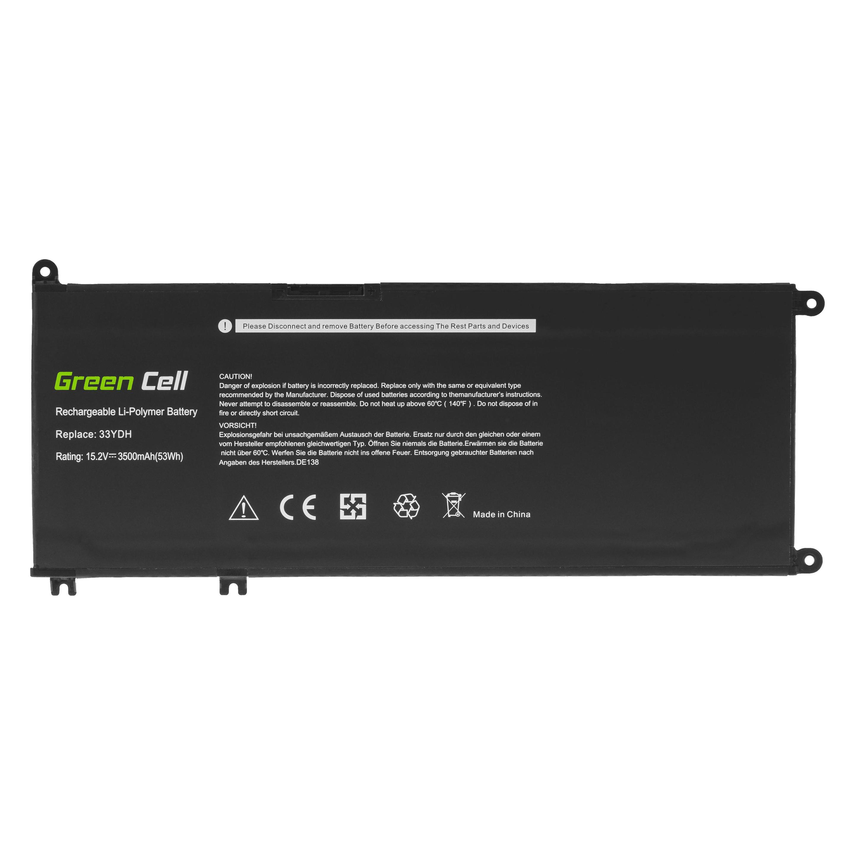 GreenCell Žalias Cell DE138 Bateria Žalias Cell 33YDH do Dell Inspiron G3 3579 3779 G5 5587 G7 7588 (4 Zellen, 3500 mAh) (DE138)