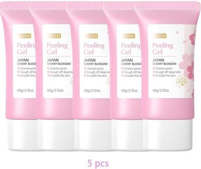 Inspired Finds Sakura Deep Cleansing Exfoliating Gel Brightening, Moisturizing Facial Scrub For Smooth & Radiant Skin (60g) 5pcs
