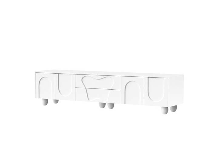 Meuble TV blanc de 180 cm avec pieds en bois un meuble TV simple et élégant