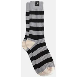 Derbe Socken Basic Knit Striped Grau Schwarz Gestreift