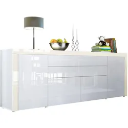 SIDEBOARD La Paz Weiß Hochglanz / Creme Hochglanz