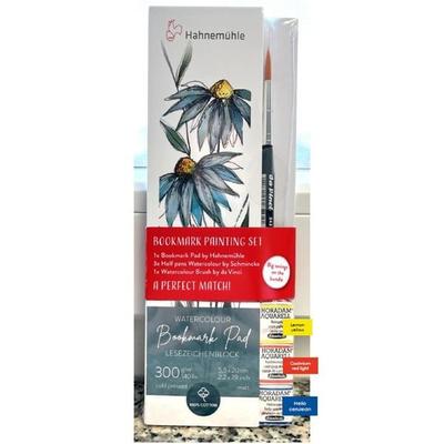 Hahnemühle Bookmark Painting Set, 1 Block, 3 Aquarellfarben Schmincke, 1 Aquarellpinsel da Vinci