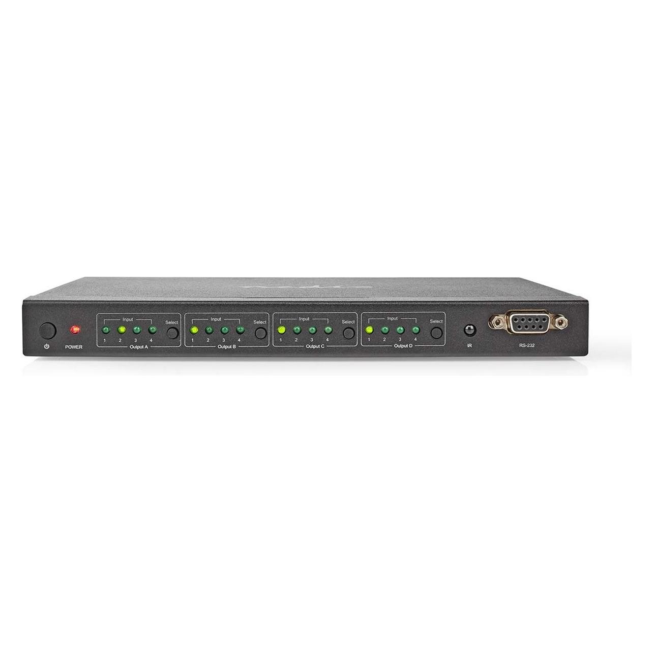 Nedis HDMI Matrix Switch | 4x 4-Port port(s) | DC Power / 1x RS232 / 4x HDMI Eingang | 4x HDMI A (VMAT3494AT)