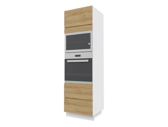 Feldmann-Wohnen Backofenumbauschrank Arezzo (1-St) 60x59x207cm grifflos lava - Hickory Natur (AZ-D14/RU/2A-284)