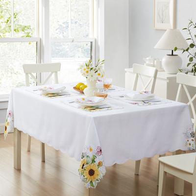 Threadmade Sunflower and Daisies Cutwork Tablecloth