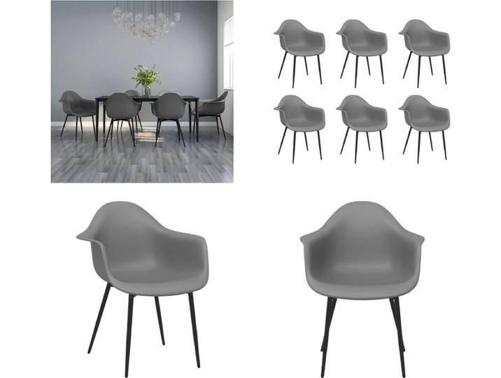 vidaXL - Eetkamerstoelen - 6 - st - PP - grijs