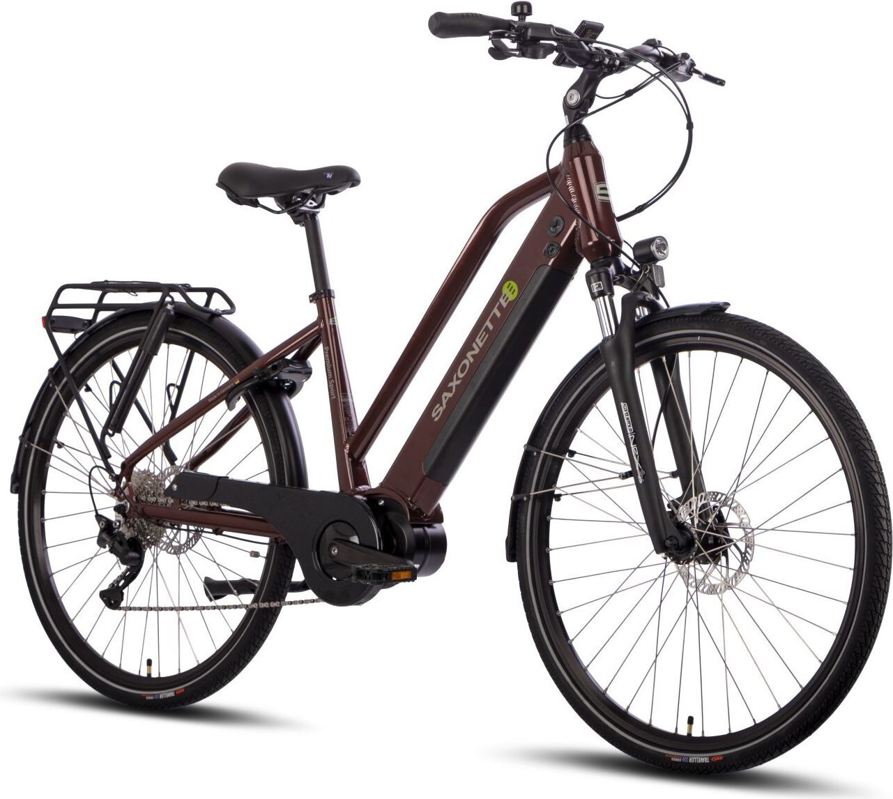 SAXONETTE E-Trekkingbike Premium Sport , Mittelmotor 522 Wh Akku, Pedelec, Elektrofahrrad, (Trapez Rahmenhöhe 50cm , bordeaux )