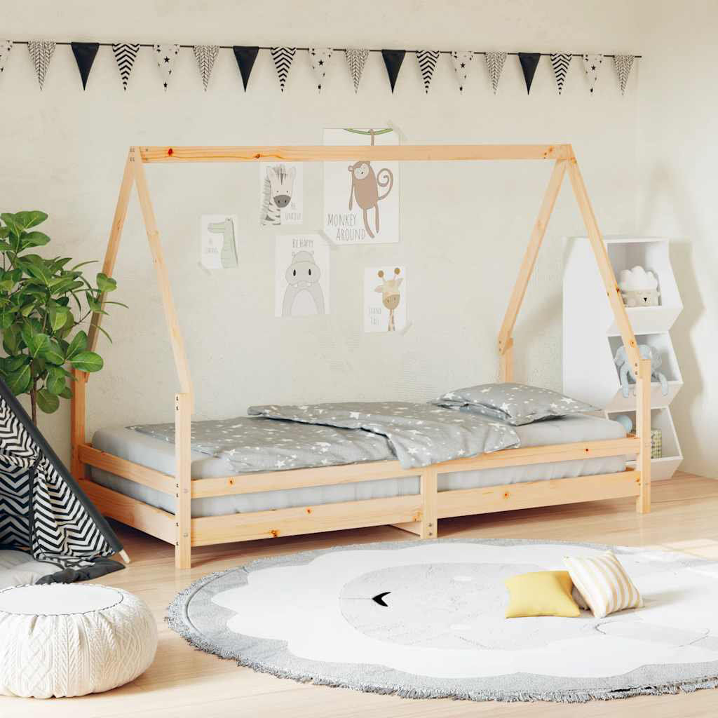 Lily Manor Kids Bed Frame Solid Wood Pine Natural Single (3')
