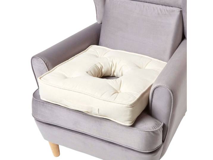 SITZKISSEN mit Aussparung creme 50/50/10 cm – Entlastungskissen, Baumwolle