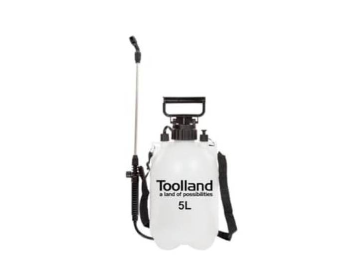 Toolland Drukspuit, sproeilans, regelbare sproeikop, niveau-indicator, draagriem, 5 liter, pompsysteem, wit/zwart