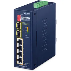Planet Industrial 4-Port 100TX+2-Port 100TX SFP IFGS-624PTF (4 Ports), Netzwerk Switch, Blau