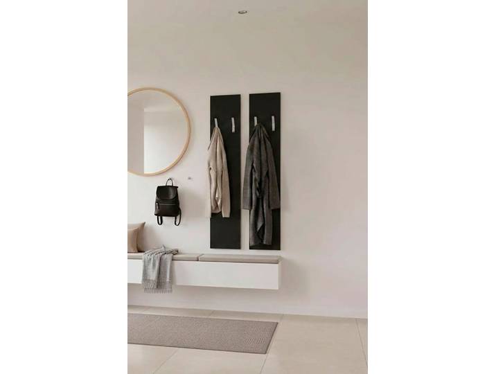 Garderobenpaneel BORCHARDT MÖBEL Vaasa, platzsparende Wandgarderobe mit 6 Kleiderhaken , schwarz (schwarz matt), B:24cm H:140cm T:8cm, Holzwerkstoff, Garderobenpaneele, Garderobenpaneel, 2 Stück