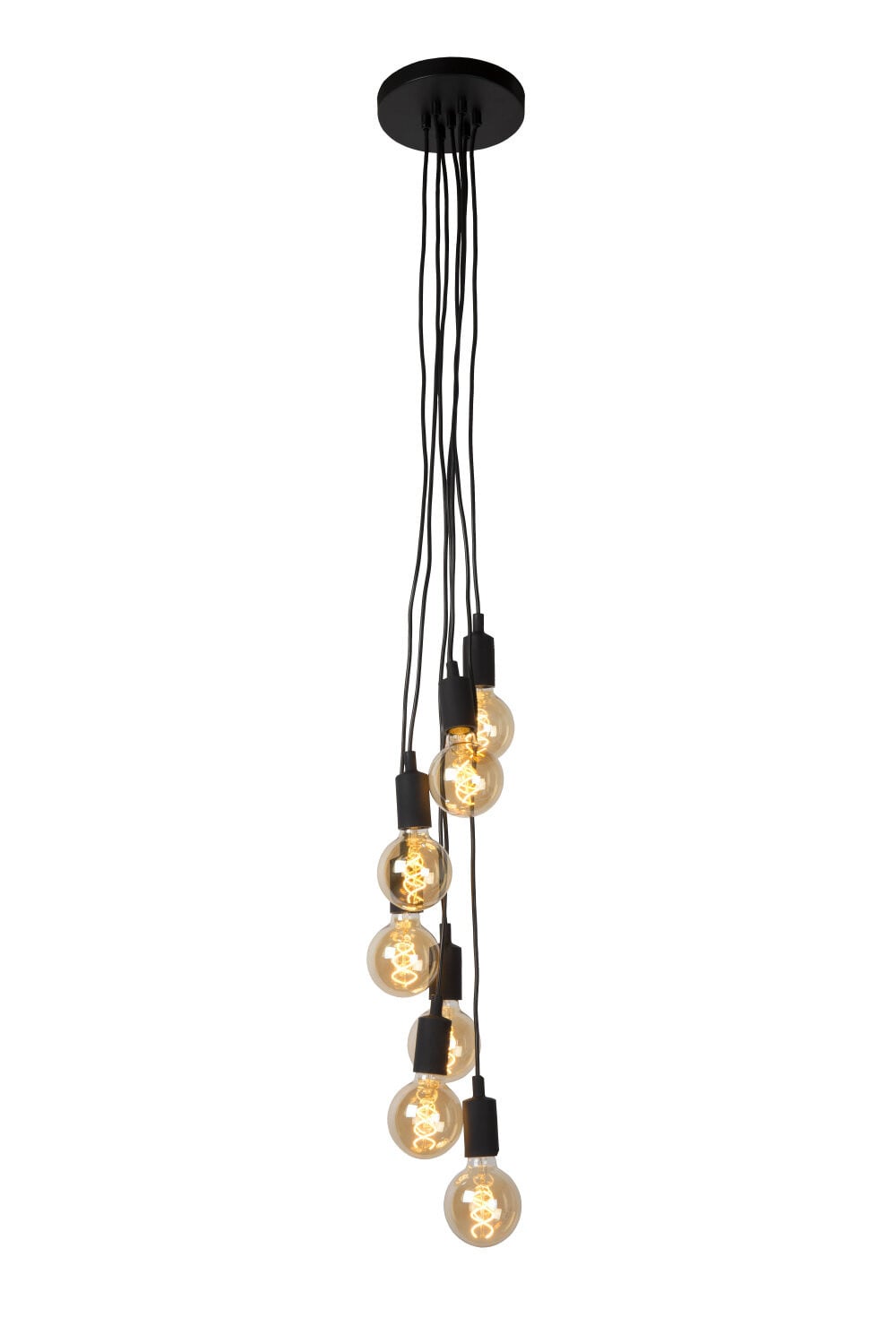 Lucide FIX Hanglamp Zwart met 7xE27 fittingen en verstelbare hoogte