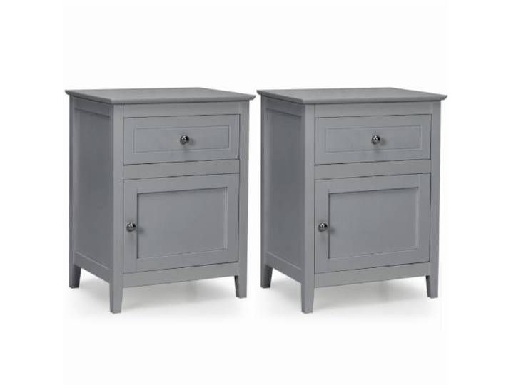 Helloshop26 2 Nachttische 48 x 38 x 63,5 cm mit ausziehbarer Schublade, modernes Design, aus MDF, Grau, 20_0012502