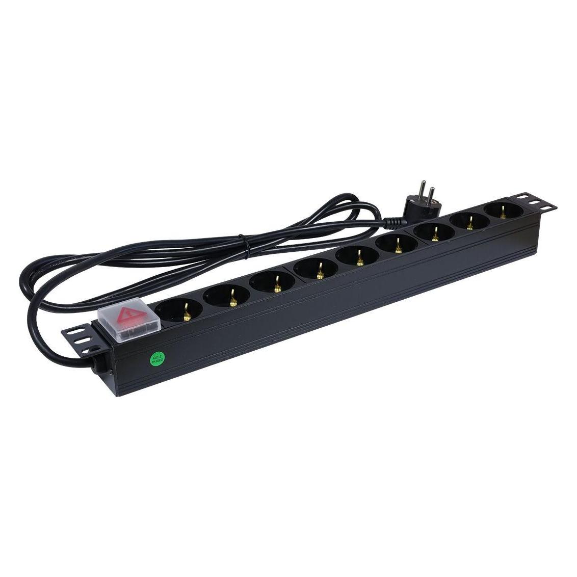 Synergy 21 ALLNET 19zbh. Steckdosenleiste, 9xDosen(CEE7)->Stecker(CEE7), Schalter, Schwarz (9x, CEE 7/3, 2 m) (S215391V4)