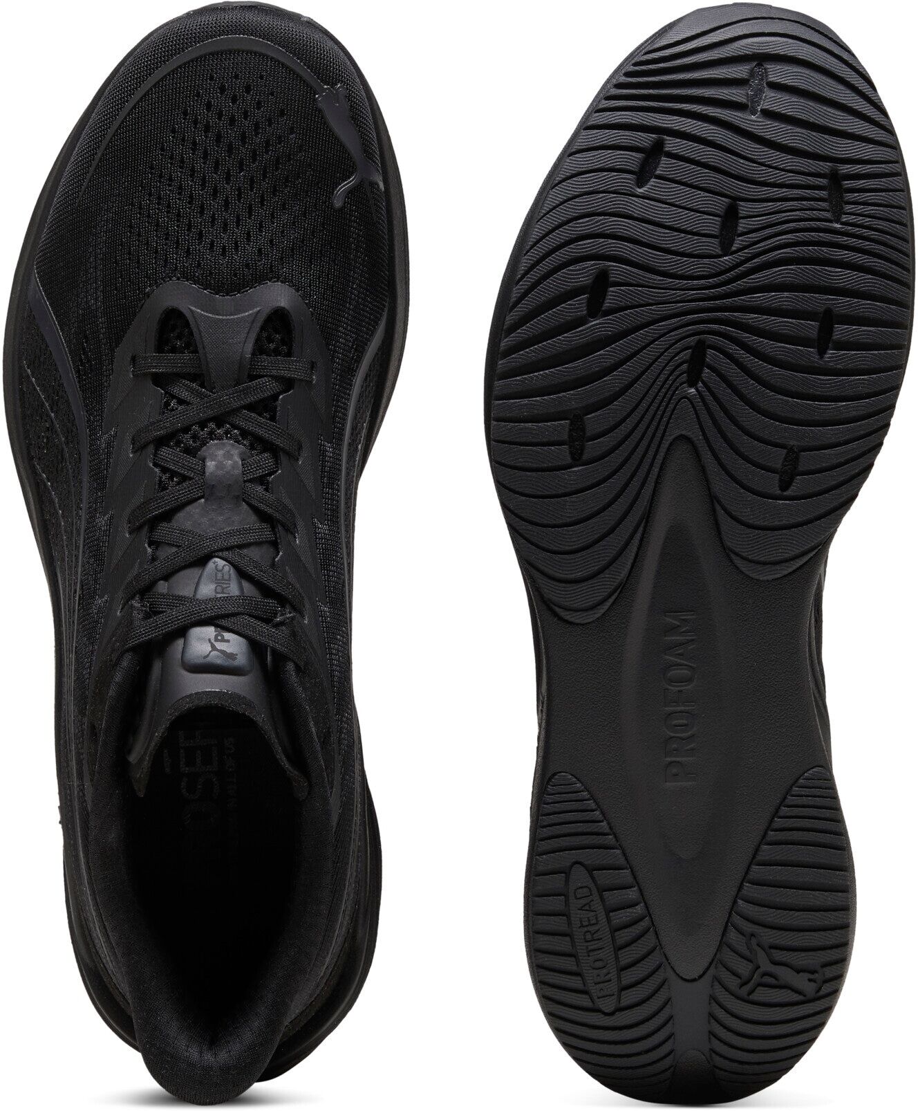 Laufschuh PUMA "DARTER PRO 2", Gr. 47, Textil, schwarz (puma schwarz, flat schwarz gray), Schuhe Laufschuh, für dynamische Bewegungen, mit ProFoam Dämpfung, atmungsaktiv puma schwarz, flat schwarz gray 47, Textil