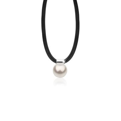 Perlenkette NENALINA "Kautschuk Synthetische Perle 925 Silber" Gr. 42, weiß, Halsketten, Damen, 42, ohne Stein, Silber 925 (Sterlingsilber), L: 42, Perlenkette