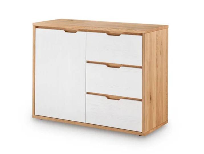 Kommode ALAMO aus massiver Wildeiche mit 1 Tür und 3 Schubkästen – Montierte Lieferung – 3%-Vorkasse-Rabatt