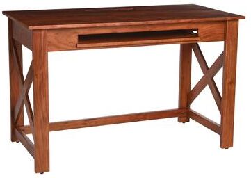 Storied Home Rainier Solid Wood Desk with Keyboard Tray and Hidden Cable Management