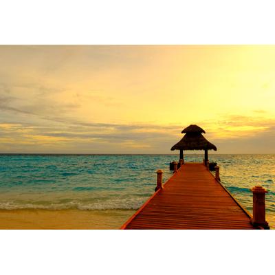 Fototapete PAPERMOON "Jetty in Sunset", bunt, B:5m L:2,8m, Vlies, Tapeten