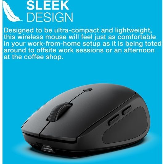 JLab Go Charge Wireless Optical Mouse - Bluetooth & 2.4 GHz - Black