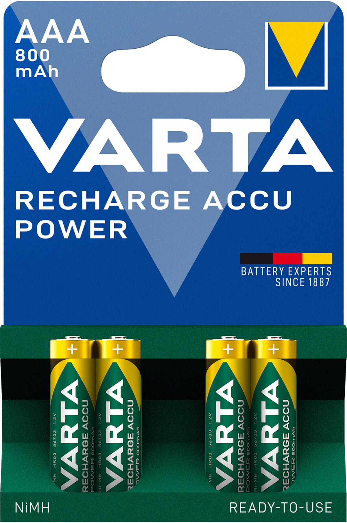 Varta Power Accu R2U AAA Micro, HR03, 800 mAh (56703101404)