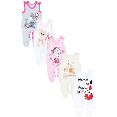 Strampler TUPTAM "Strampler Unisex Baby Strampler mit Aufdruck 5er Set", Mädchen, Gr. 68, N-Gr, rosa (mädchen 2), Obermaterial: 100% Baumwolle CO., Overalls