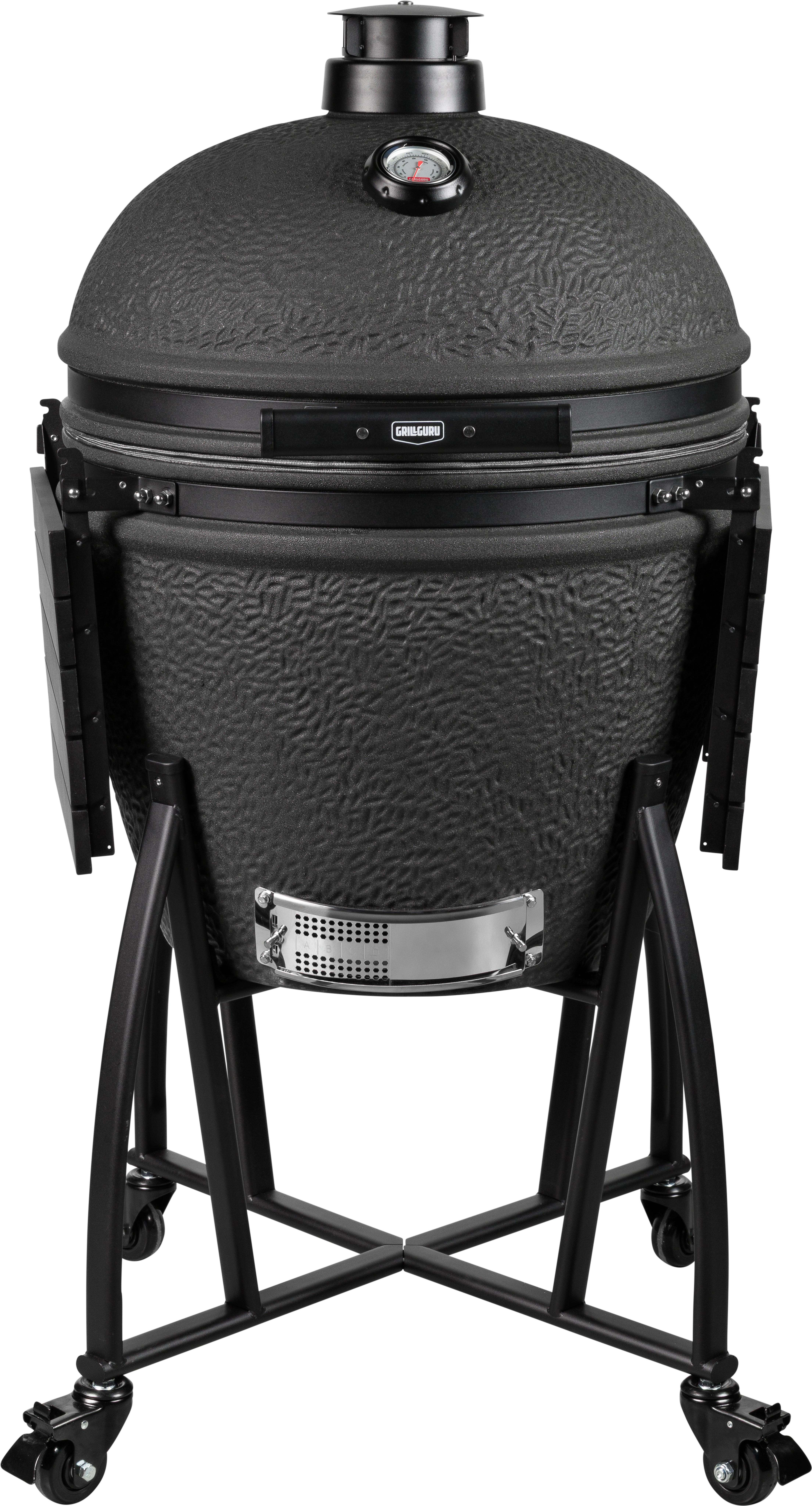 GRILL GURU Prime XL Kamado-Grill aus Keramik, 56 cm Garfläche, mattschwarz, 2 Rostpositionen für Grillen, Smoken, Backen & Braten