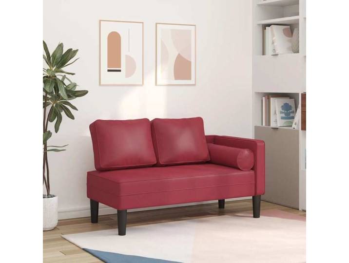Chaise longue avec coussins rouge bordeaux similicuir 4007568