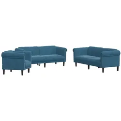 vidaXL 3-tlg. Sofagarnitur Blau Samt