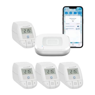 HOMEMATIC IP Heizkörperthermostat "Starter Bundle Heizen Basic für 4 Heizkörper", weiß, B:31cm H:12cm T:37cm, Heizkörperthermostate