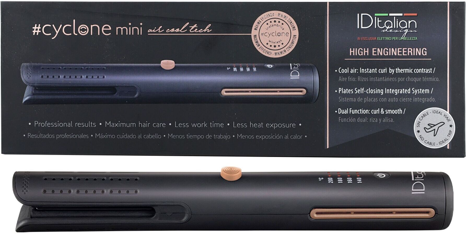 Italian Design Iron Cyclone Air Cool Tech USB Plattång   svart