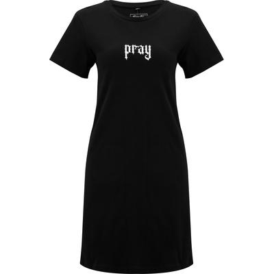 Shirtkleid MISS TEE "Miss Tee Praying Hands Ladies Tee Dress", Damen, Gr. M, US-Größen, schwarz, 100% Baumwolle, loose fit, Rundhals, Kleider Shirtkleid