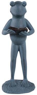 Sagebrook Home "Polyresin Garden Statuary Frog Holding Book Figurine - 18"" Metallic"