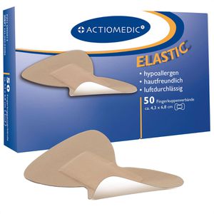 Actiomedic Pflaster Fingerkuppenverband, 50 Strips, elastisch, sensitiv, atmungsaktiv, 7 x 4cm