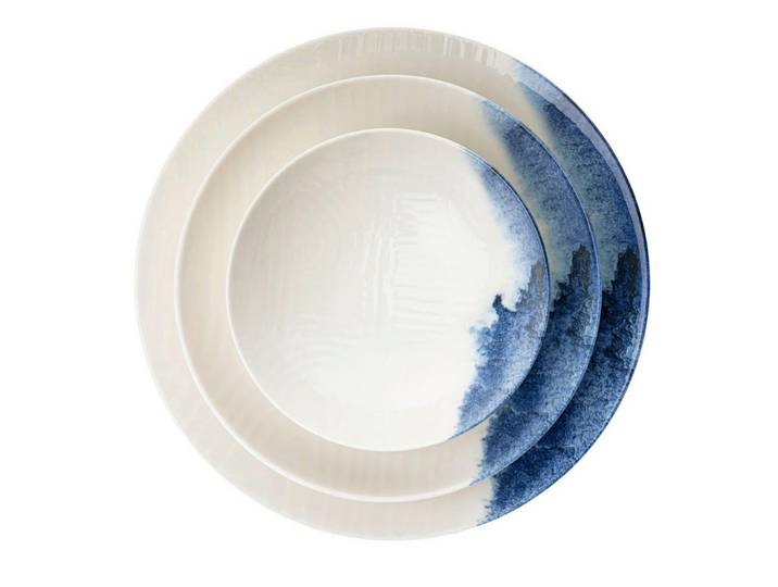 Kombiservice, Weiß, Blau, Keramik, 24-teilig, lebensmittelecht, Essen & Trinken, Geschirr, Geschirr-Sets, Kombiservice
