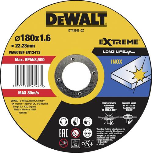 DEWALT DT43908-QZ Trennscheibe 180mm Metall, Edelstahl, Eisen
