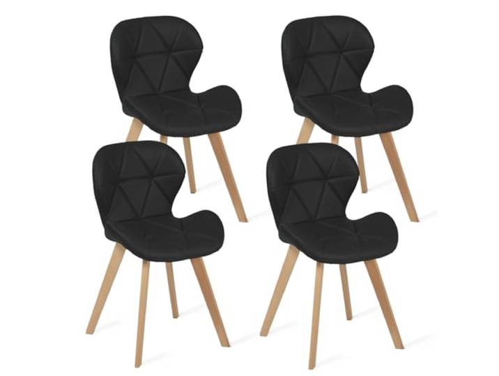 IDMarket - 4er-Set Esszimmerstühle ROBINE aus schwarzem PU