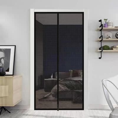 Uplift Picks Washable U Shaped Zipper Mosquito Screen Door Curtain For Pet Protection black Zipper w80cm X H220cm
