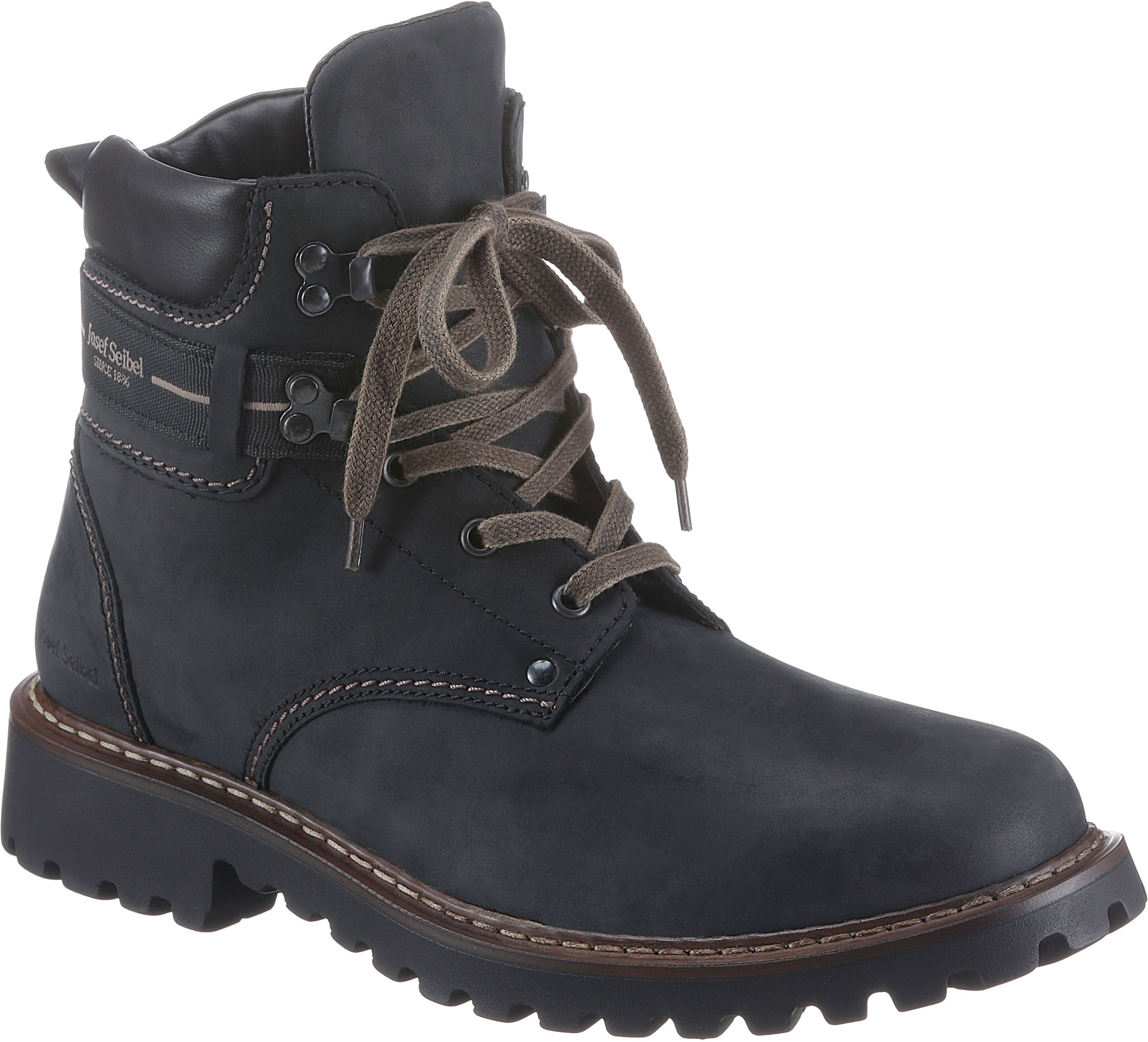 Winterboots JOSEF SEIBEL "ADELBODEN", Herren, Gr. 39, Lammfell, schwarz, Nubukleder, Schuhe Winterboots, mit gepolstertem Schaftrand