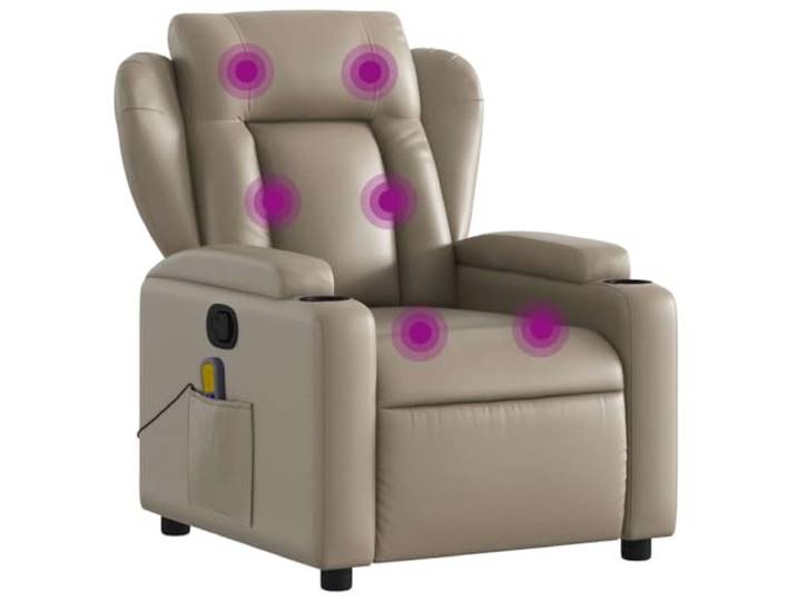 vidaXL Massagesessel, Sessel Verstellbare Rückenlehne, Fernsehsessel Relaxsessel mit Vibrationsfunktion, Liegesessel Polstersessel Ruhesessel, Cappuccino-Braun Kunstleder