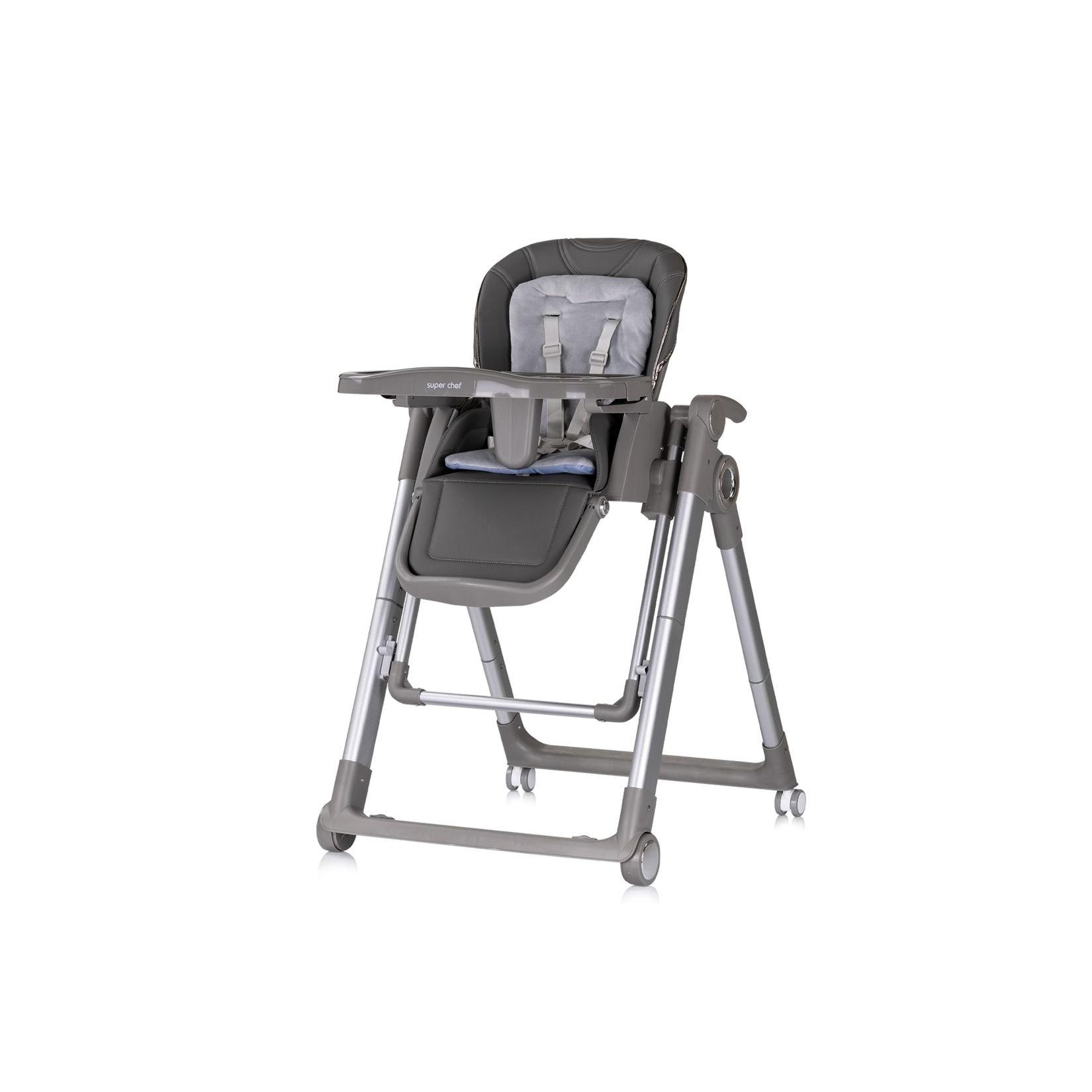 Chipolino Kinderhochstuhl 2 in 1 Super Chef Babyschaukel, Fußstütze, klappbar grau