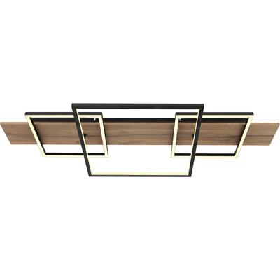 GLOBO LIGHTING Deckenleuchte "VANNI", braun (schwarz matt), 1, H: 10cm, 1 Stk., Leuchten, Deckenleuchte Schwarz/MDF, Aluminium, Opal, Stufenschalter, LED 32W, Deckenleuchte
