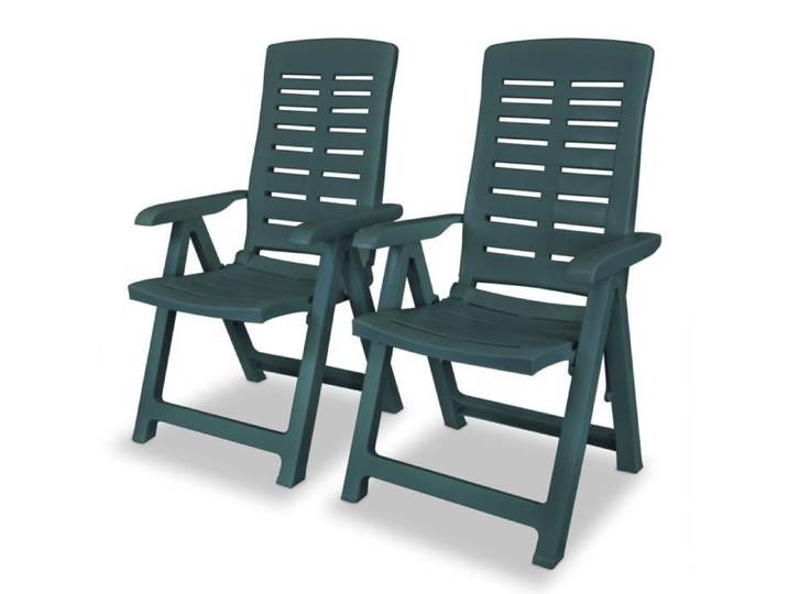2 pcs Chaises inclinables de jardin Plastique Vert