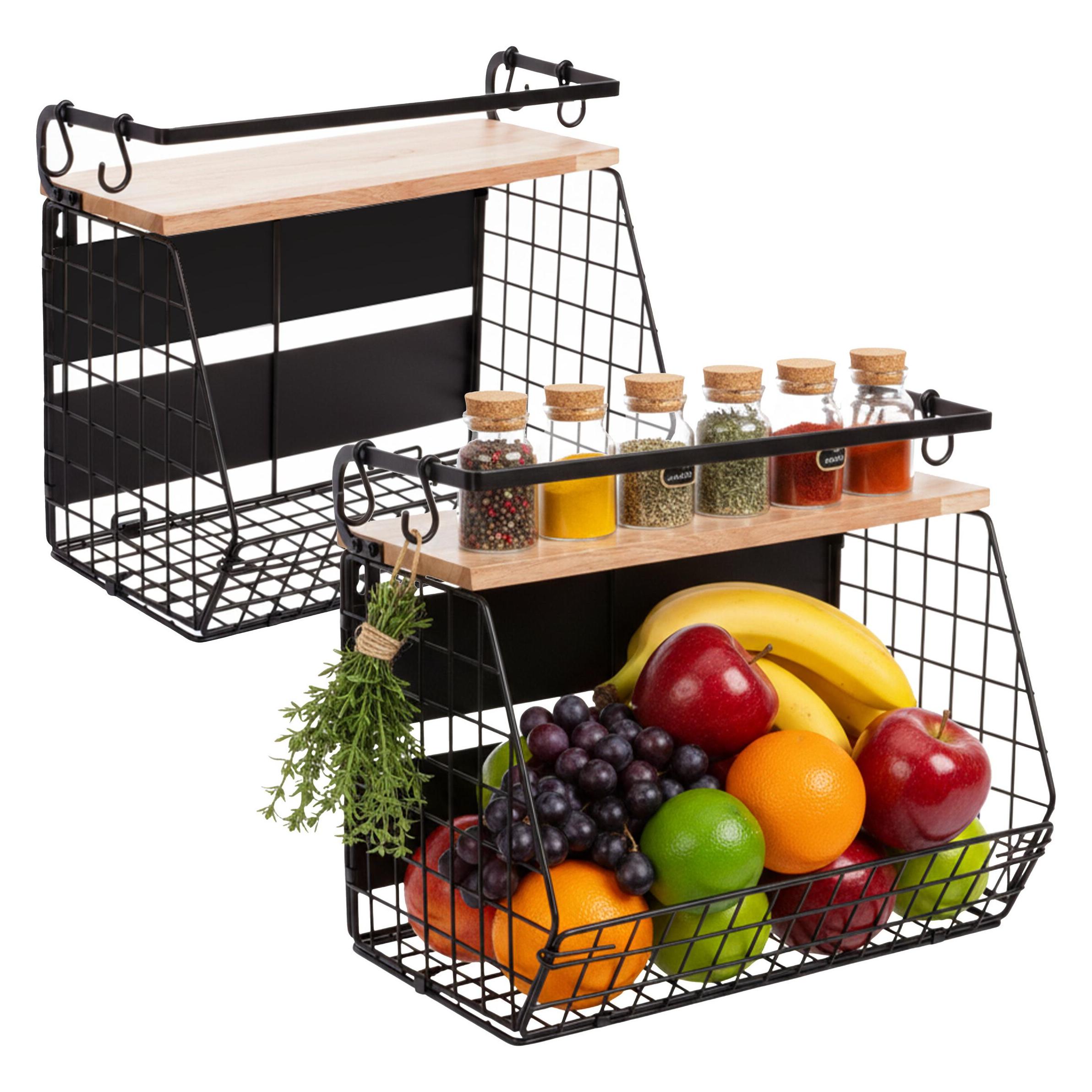 Relaxdays Obstkorb Wandregal magnetisch 2er Set (4052025852245)