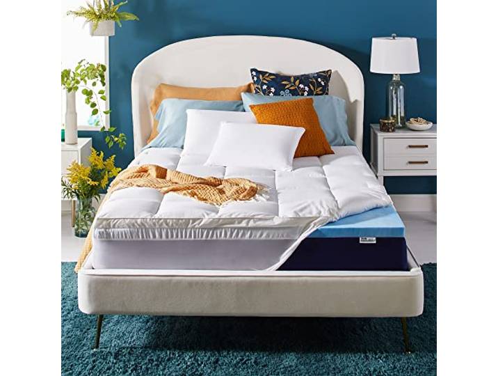 Sleep Innovations Doppelschichtige Matratzenauflage aus Memoryschaum, Queensize-Größe, mittlere Unterstützung, 5,1 cm kühlender Gel-Memoryschaum Plus 5,1 cm Polsterung