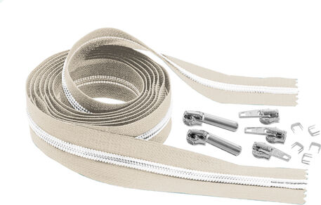 buttinette Spiral-Endlosreißverschluss im Set, beige, 2 m
