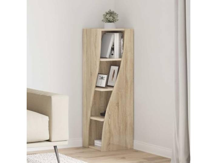 GPWERSDF Eckschrank 32x32x102cm Holzwerkstoff Sonoma-Eiche Standregal Matte Oberfläche, Eckdesign, viel Stauraum, Wandbefestigung, moderne Optik