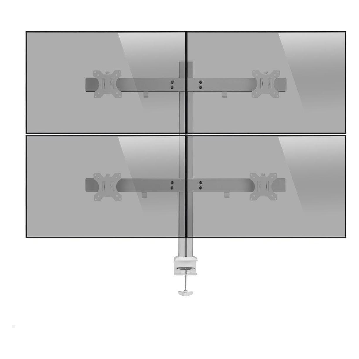 MonLines MTH012 2+2 Monitorhalterung für 4 Monitore bis 32Zoll, silber (Tisch, 32", 8 kg) (MTH012)